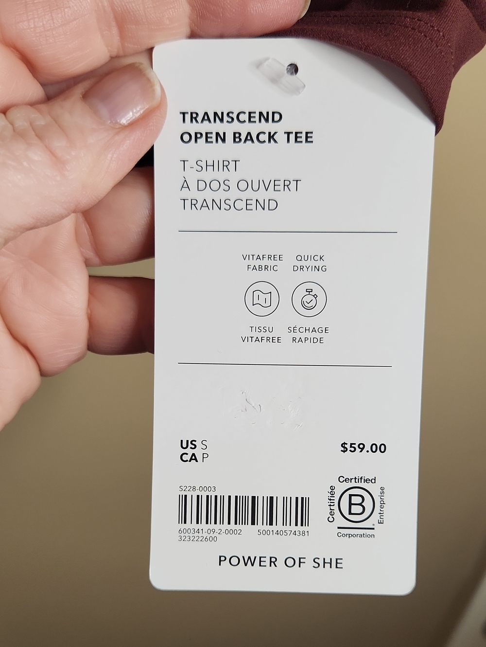 Athleta Transcend Open Back Tee in Plum. Size S. NWT. #600341 - Picture 2 of 5